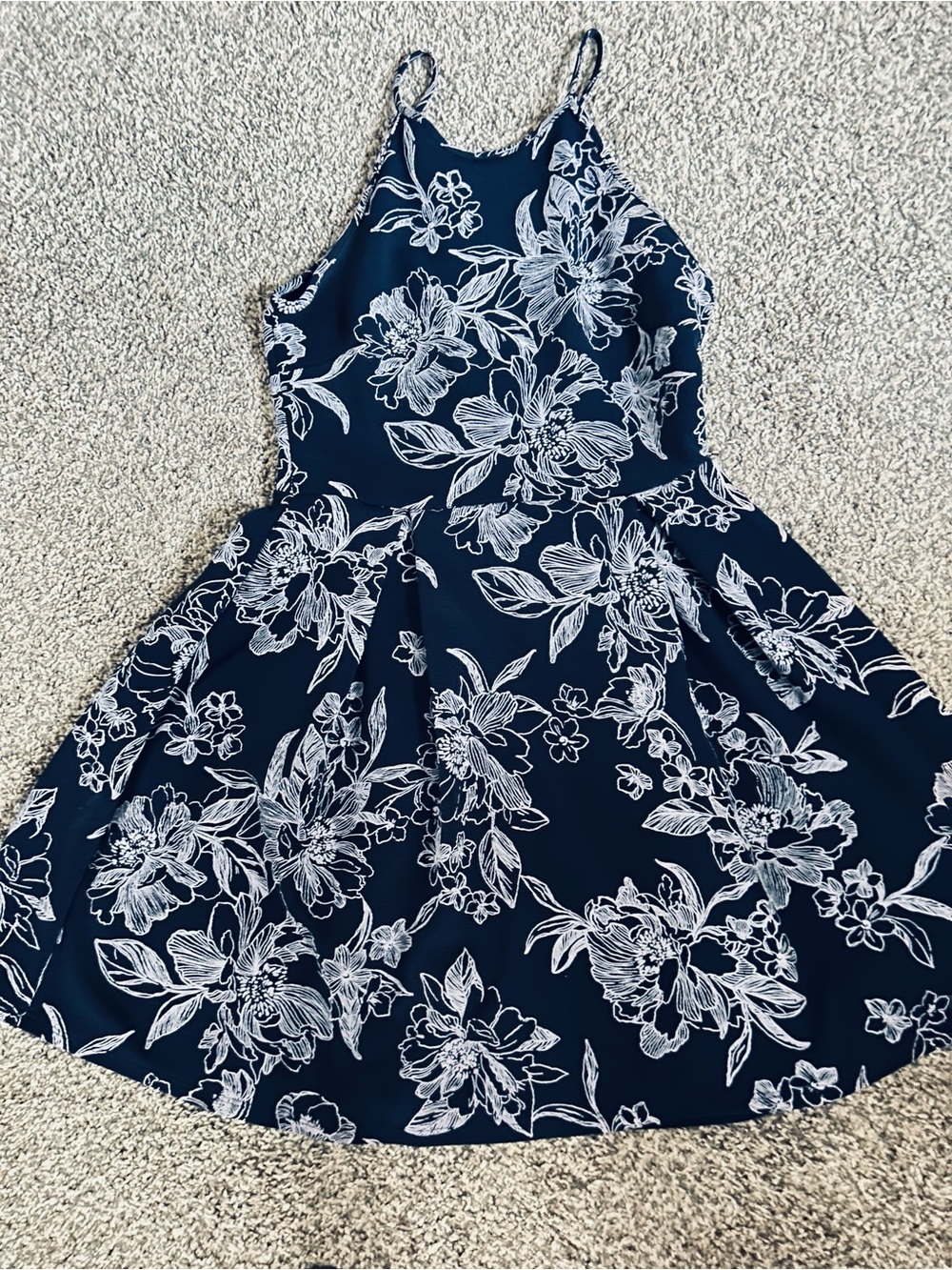 Soprano Navy and White Floral Halter Dress